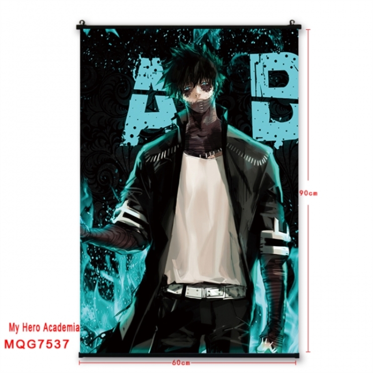 My Hero Academia Anime black Plastic rod Cloth painting Satin cloth Wall Scroll 60X90CM 