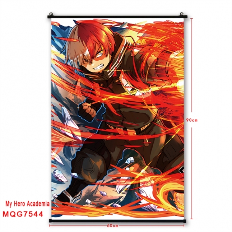 My Hero Academia Anime black Plastic rod Cloth painting Satin cloth Wall Scroll 60X90CM 
