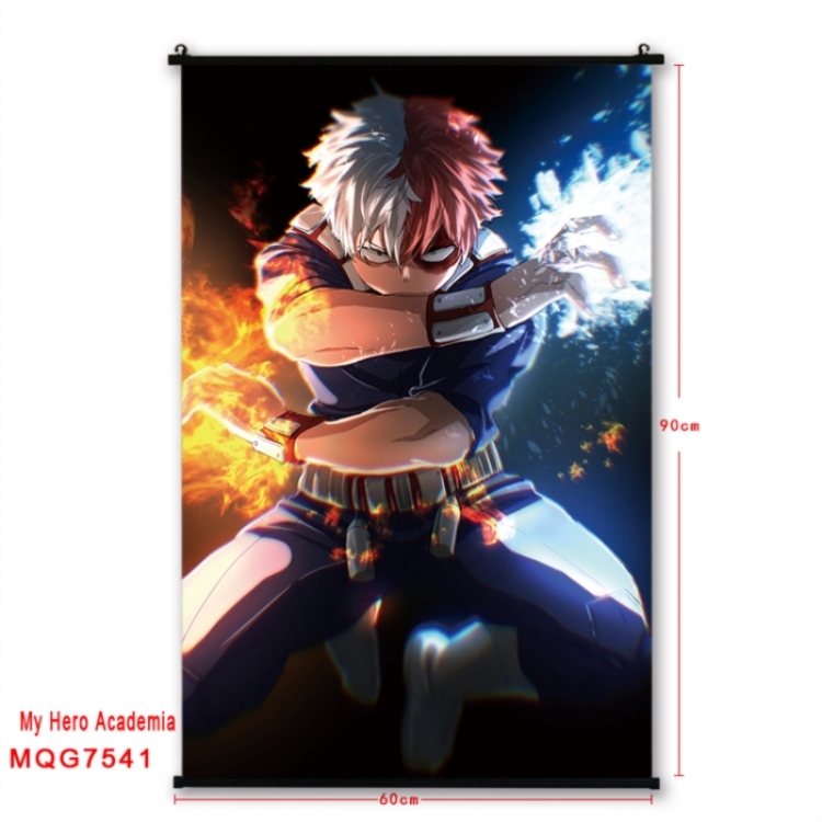 My Hero Academia Anime black Plastic rod Cloth painting Satin cloth Wall Scroll 60X90CM 
