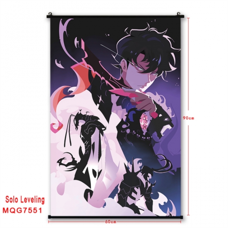 Solo Leveling:Arise Anime black Plastic rod Cloth painting Satin cloth Wall Scroll 60X90CM 