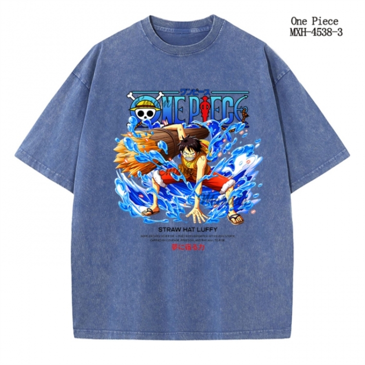One Piece Anime peripheral pure cotton washed and worn T-shirt from S to 2XL
