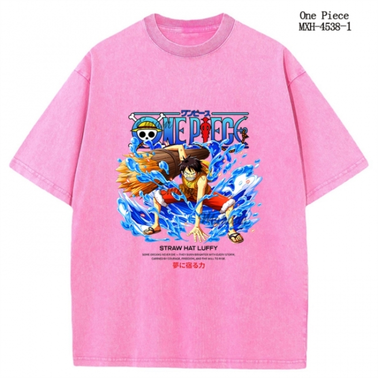 One Piece Anime peripheral pure cotton washed and worn T-shirt from S to 2XL