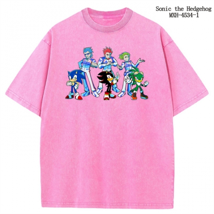 Sonic The Hedgehog Anime peripheral pure cotton washed and worn T-shirt from S to 2XL