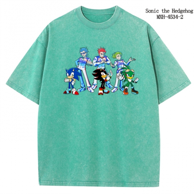Sonic The Hedgehog Anime peripheral pure cotton washed and worn T-shirt from S to 2XL