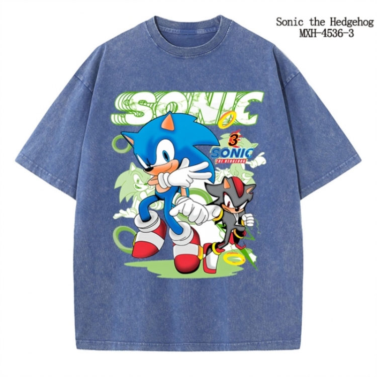 Sonic The Hedgehog Anime peripheral pure cotton washed and worn T-shirt from S to 2XL