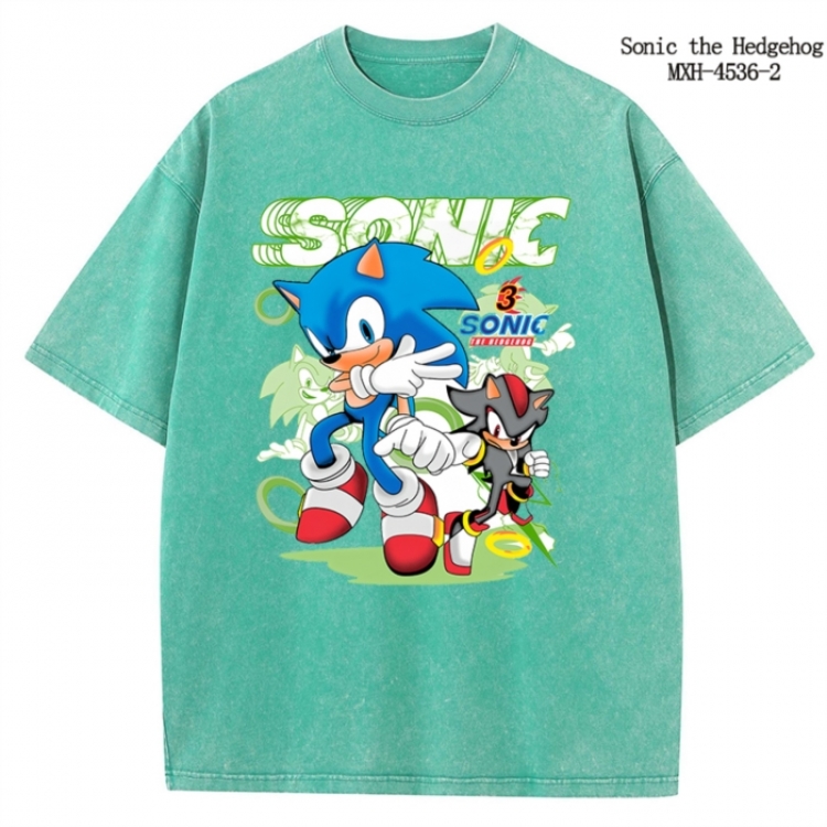 Sonic The Hedgehog Anime peripheral pure cotton washed and worn T-shirt from S to 2XL