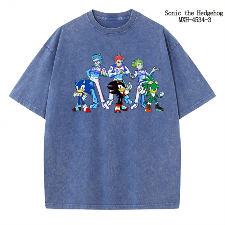 Sonic The Hedgehog Anime peripheral pure cotton washed and worn T-shirt from S to 2XL