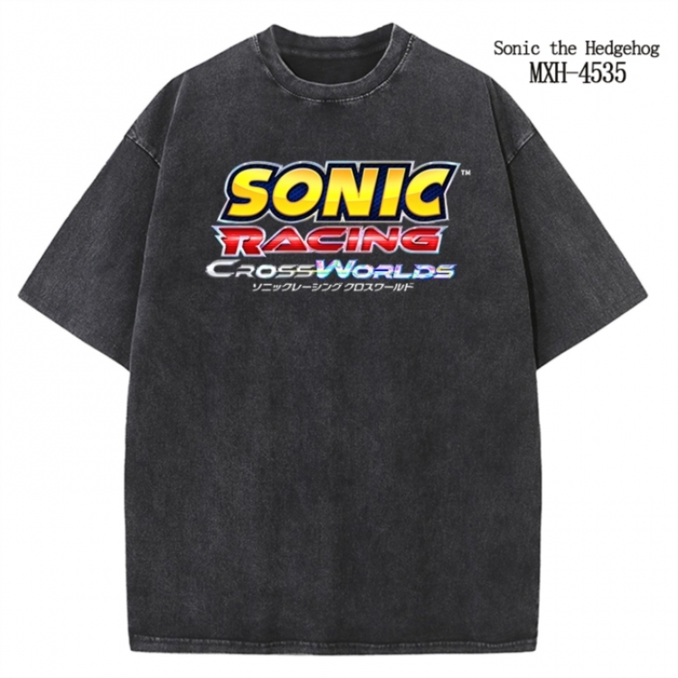 Sonic The Hedgehog Anime peripheral pure cotton washed and worn T-shirt from S to 2XL