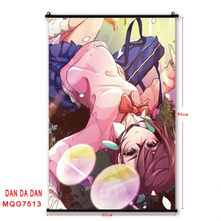 Dandadan Anime black Plastic rod Cloth painting Satin cloth Wall Scroll 60X90CM 