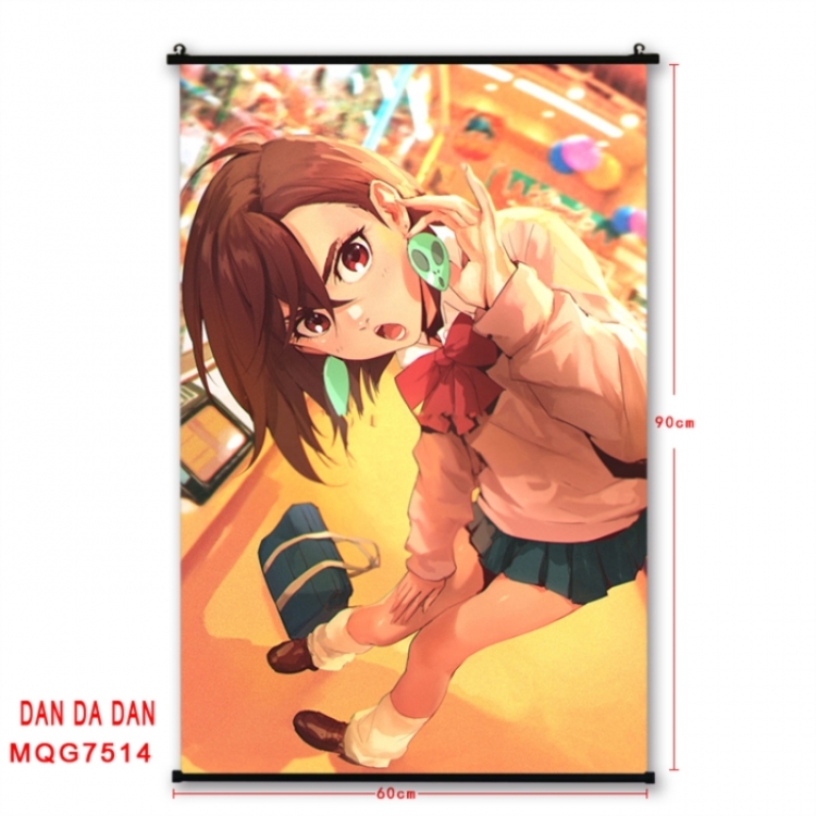 Dandadan Anime black Plastic rod Cloth painting Satin cloth Wall Scroll 60X90CM 