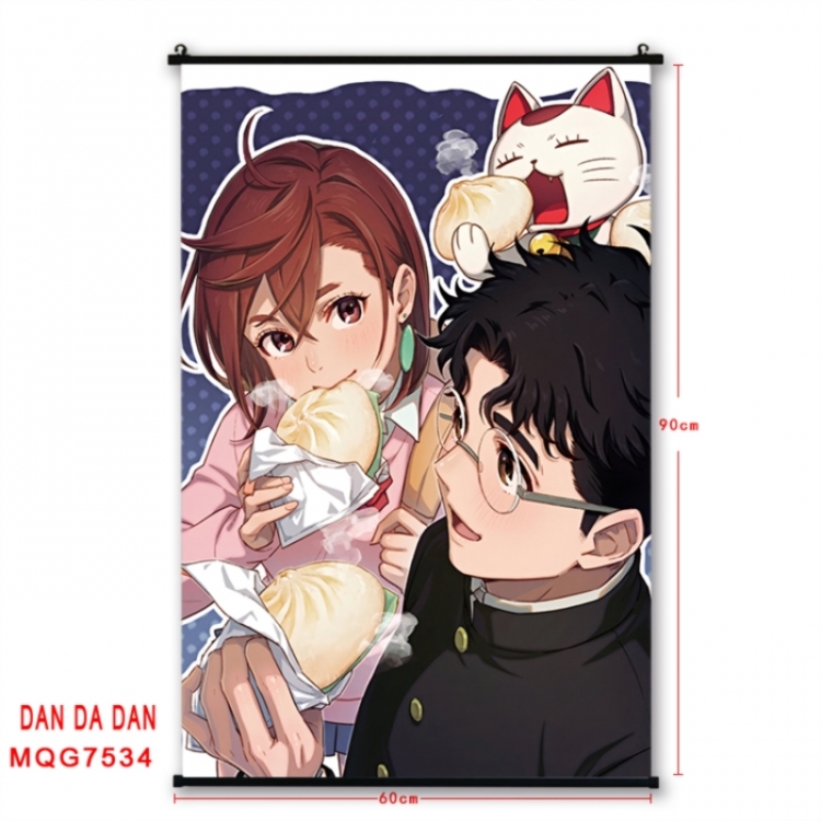 Dandadan Anime black Plastic rod Cloth painting Satin cloth Wall Scroll 60X90CM 
