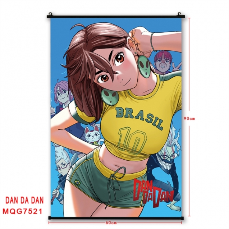 Dandadan Anime black Plastic rod Cloth painting Satin cloth Wall Scroll 60X90CM 