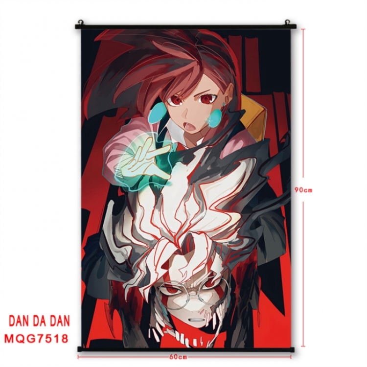 Dandadan Anime black Plastic rod Cloth painting Satin cloth Wall Scroll 60X90CM 