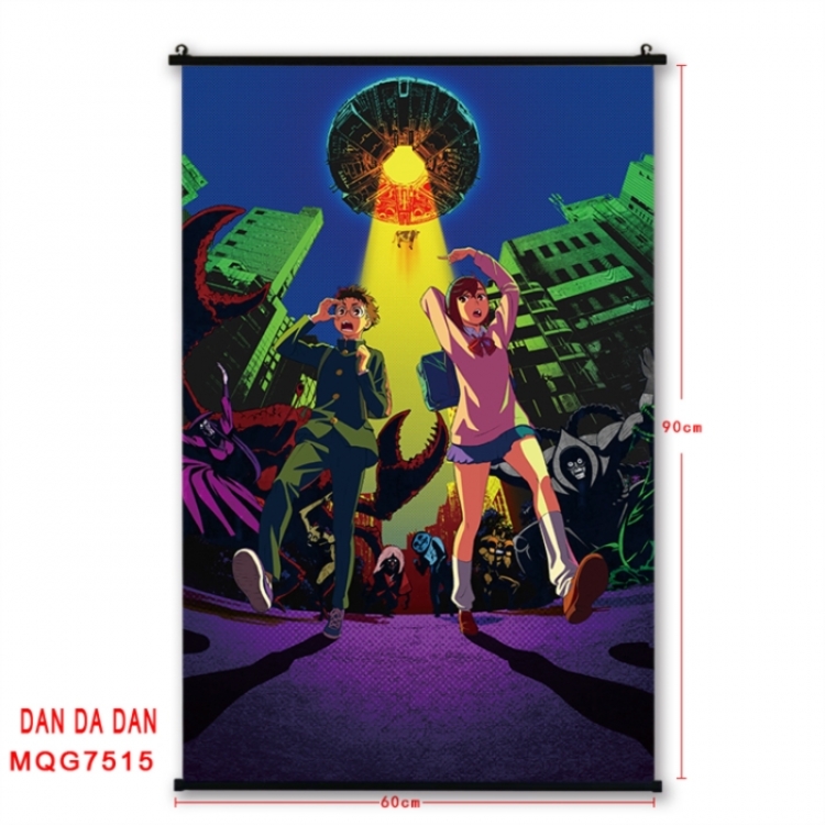 Dandadan Anime black Plastic rod Cloth painting Satin cloth Wall Scroll 60X90CM 