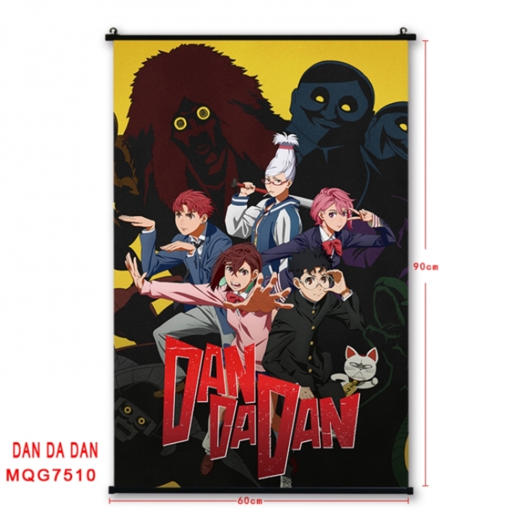Dandadan Anime black Plastic rod Cloth painting Satin cloth Wall Scroll 60X90CM 