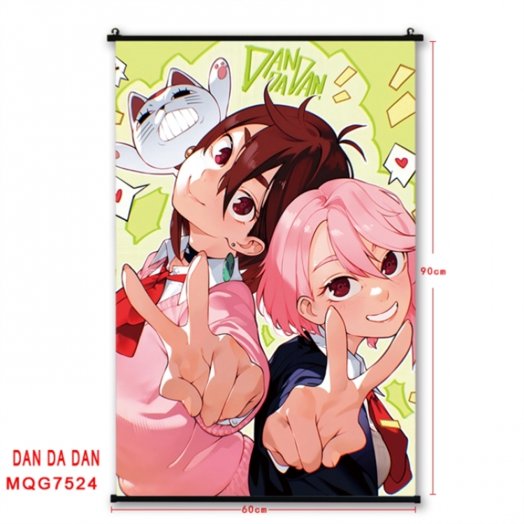Dandadan Anime black Plastic rod Cloth painting Satin cloth Wall Scroll 60X90CM