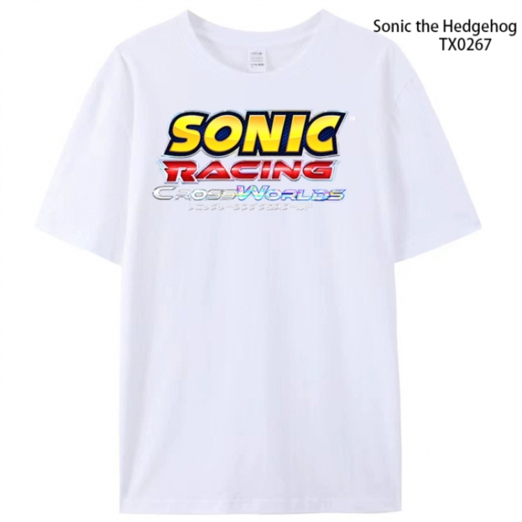 Sonic The Hedgehog Anime peripheral printed pure cotton T-shirt from S to 4XL