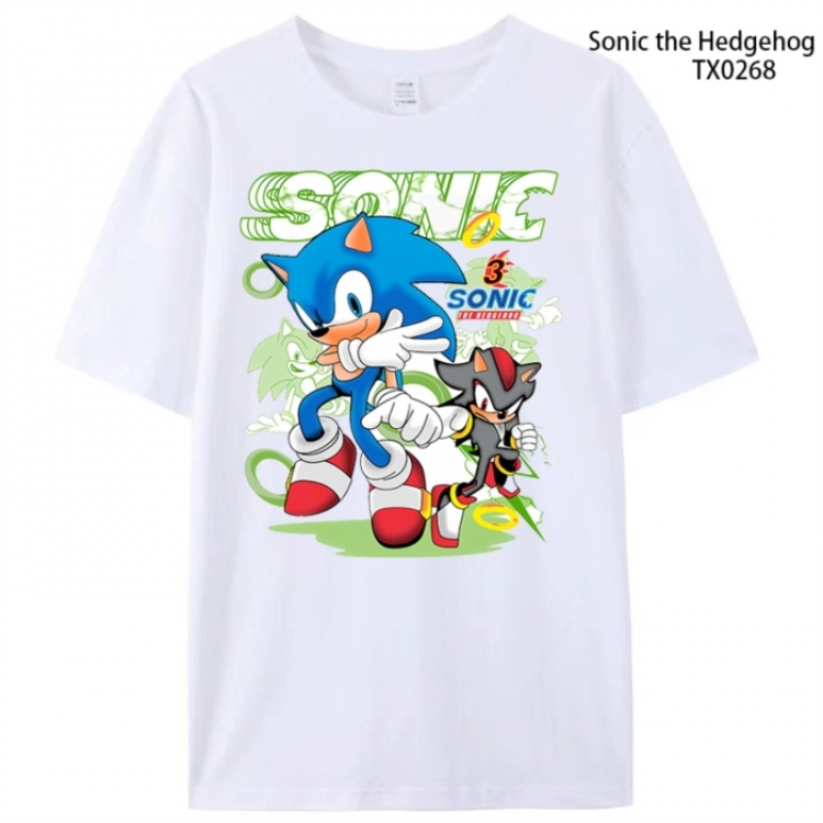 Sonic The Hedgehog Anime peripheral printed pure cotton T-shirt from S to 4XL