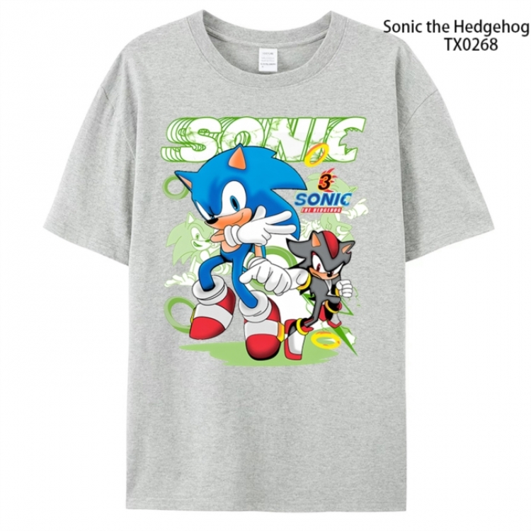 Sonic The Hedgehog Anime peripheral printed pure cotton T-shirt from S to 4XL