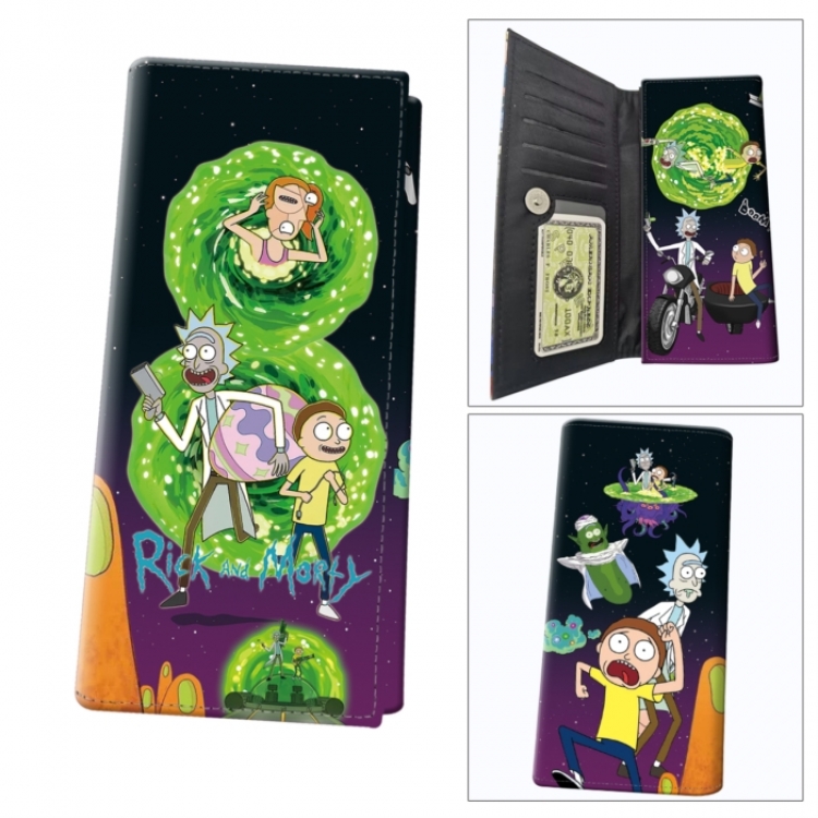 Rick and Morty  Anime wallet long wallet buckle storage bag 18.5x9.5x2CM 100g