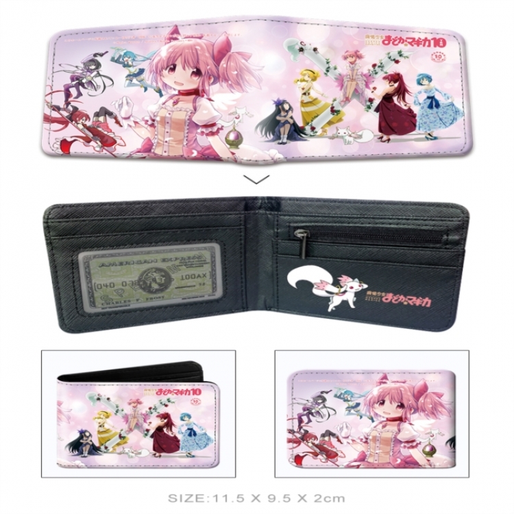 Magical Girl Madoka of the Magus 3D concave convex two fold short card wallet wallet wallet 11X9.5X2cm 65G
