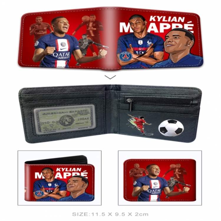 Football 3D concave convex two fold short card wallet wallet wallet 11X9.5X2cm 65G