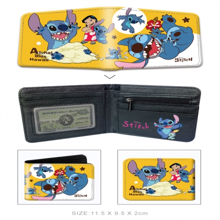 Lilo & Stitch 3D concave convex two fold short card wallet wallet wallet 11X9.5X2cm 65G