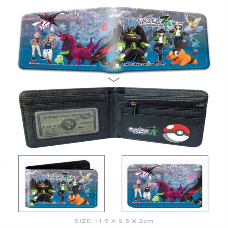 Pokemon 3D concave convex two fold short card wallet wallet wallet 11X9.5X2cm 65G