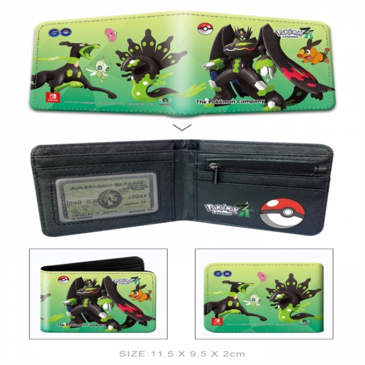 Pokemon 3D concave convex two fold short card wallet wallet wallet 11X9.5X2cm 65G