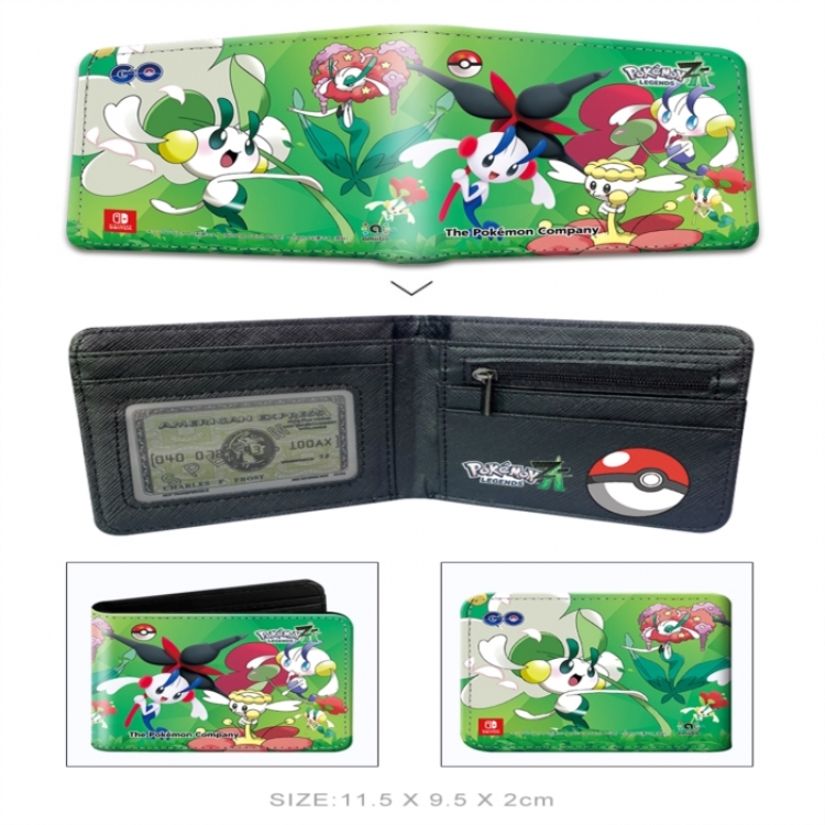 Pokemon 3D concave convex two fold short card wallet wallet wallet 11X9.5X2cm 65G