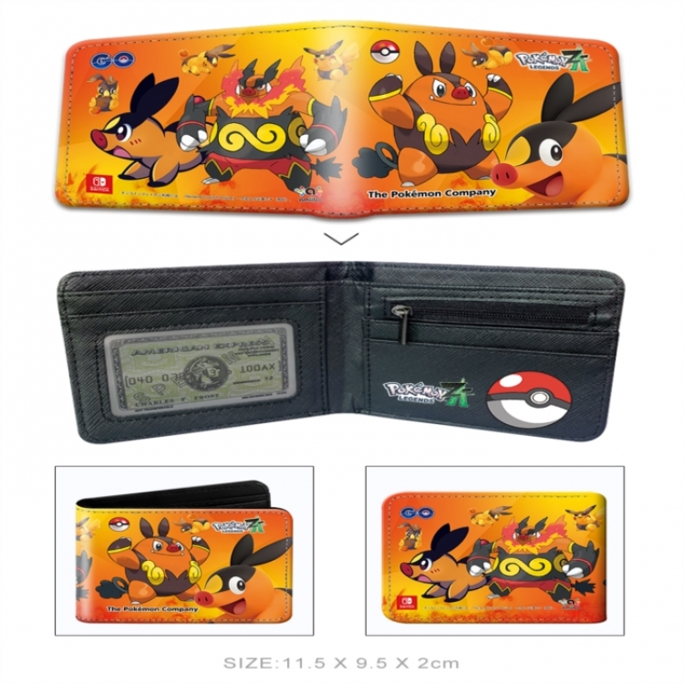 Pokemon 3D concave convex two fold short card wallet wallet wallet 11X9.5X2cm 65G