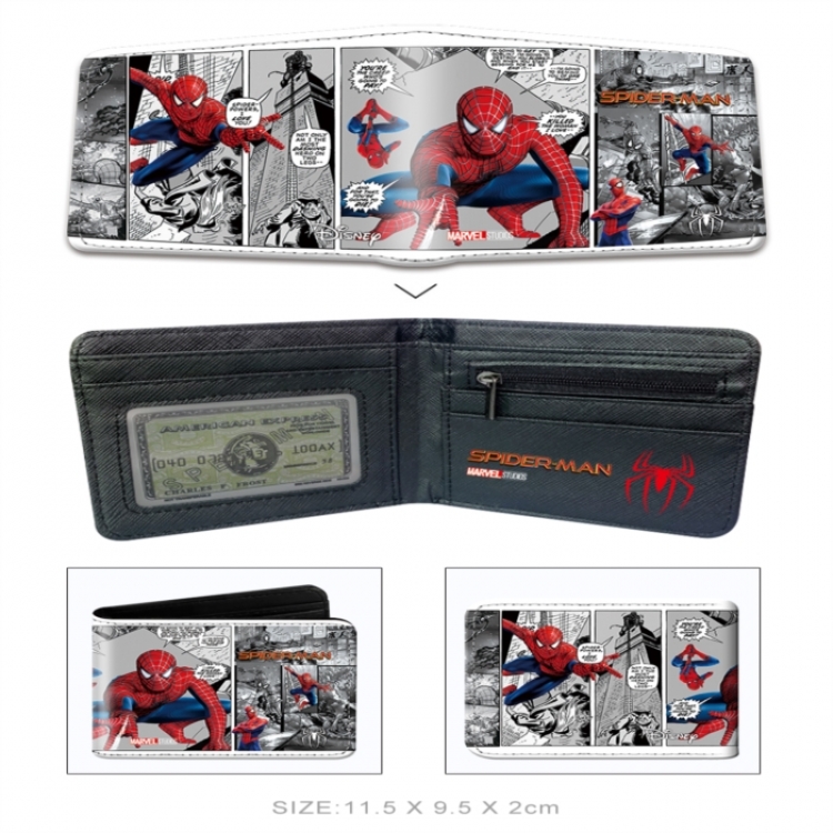 Spiderman 3D concave convex two fold short card wallet wallet wallet 11X9.5X2cm 65G