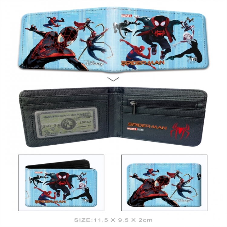 Spiderman 3D concave convex two fold short card wallet wallet wallet 11X9.5X2cm 65G