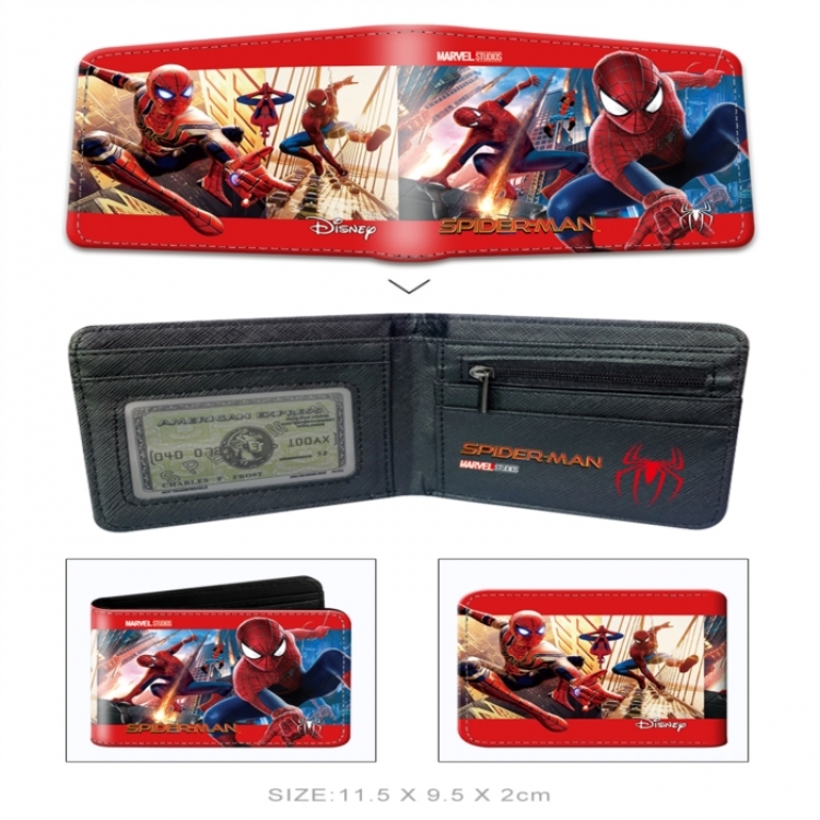 Spiderman 3D concave convex two fold short card wallet wallet wallet 11X9.5X2cm 65G