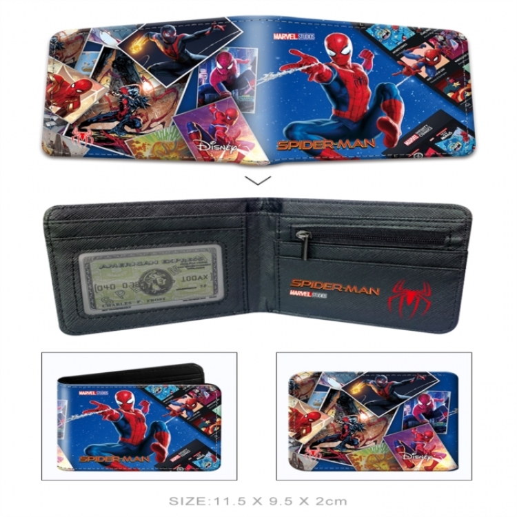 Spiderman 3D concave convex two fold short card wallet wallet wallet 11X9.5X2cm 65G