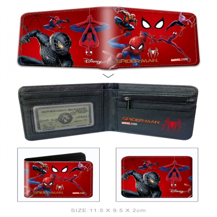 Spiderman 3D concave convex two fold short card wallet wallet wallet 11X9.5X2cm 65G