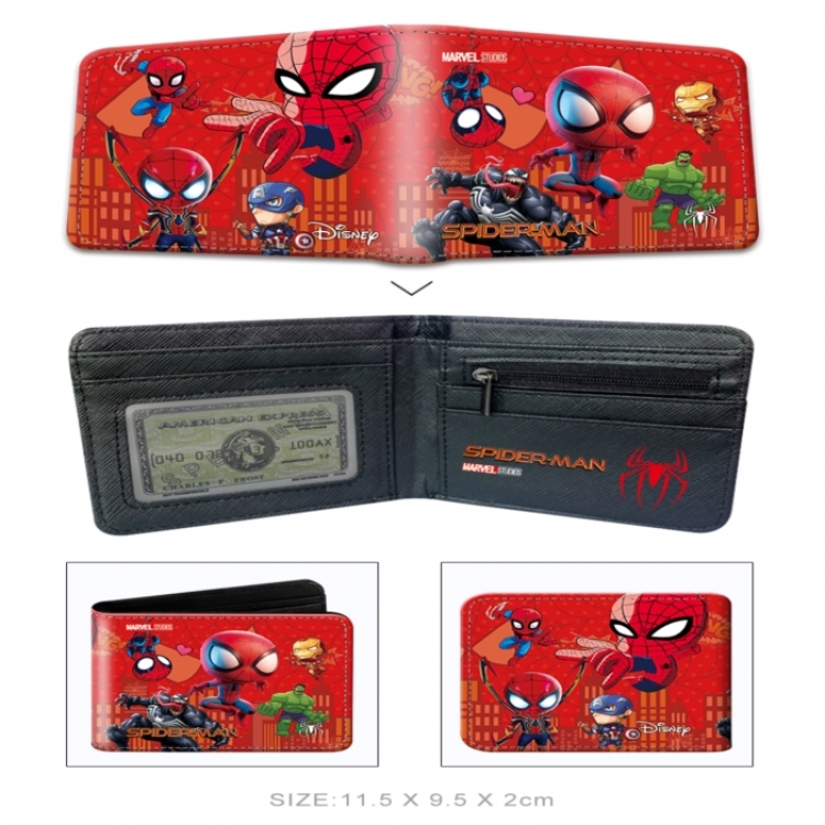 Spiderman 3D concave convex two fold short card wallet wallet wallet 11X9.5X2cm 65G