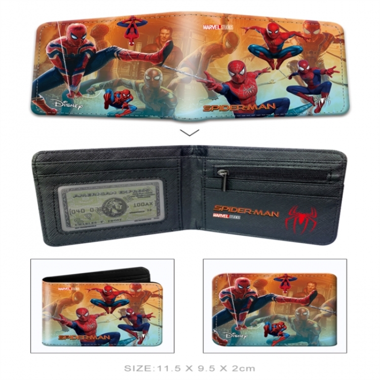 Spiderman 3D concave convex two fold short card wallet wallet wallet 11X9.5X2cm 65G