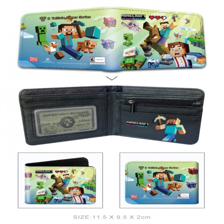 Minecraft 3D concave convex two fold short card wallet wallet wallet 11X9.5X2cm 65G