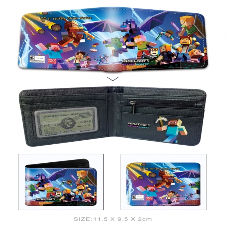 Minecraft 3D concave convex two fold short card wallet wallet wallet 11X9.5X2cm 65G