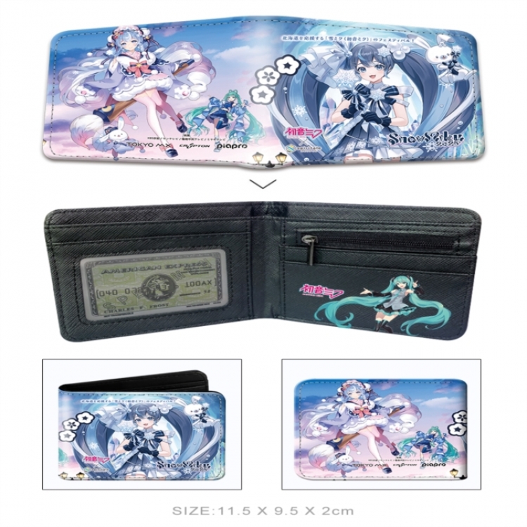 Hatsune Miku 3D concave convex two fold short card wallet wallet wallet 11X9.5X2cm 65G