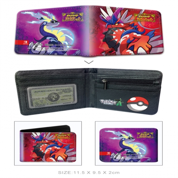 Pokemon 3D concave convex two fold short card wallet wallet wallet 11X9.5X2cm 65G