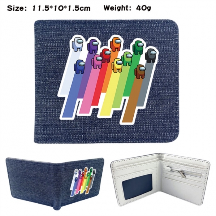 Among-us Anime denim folding full-color wallet 11.5X10X1.5CM 