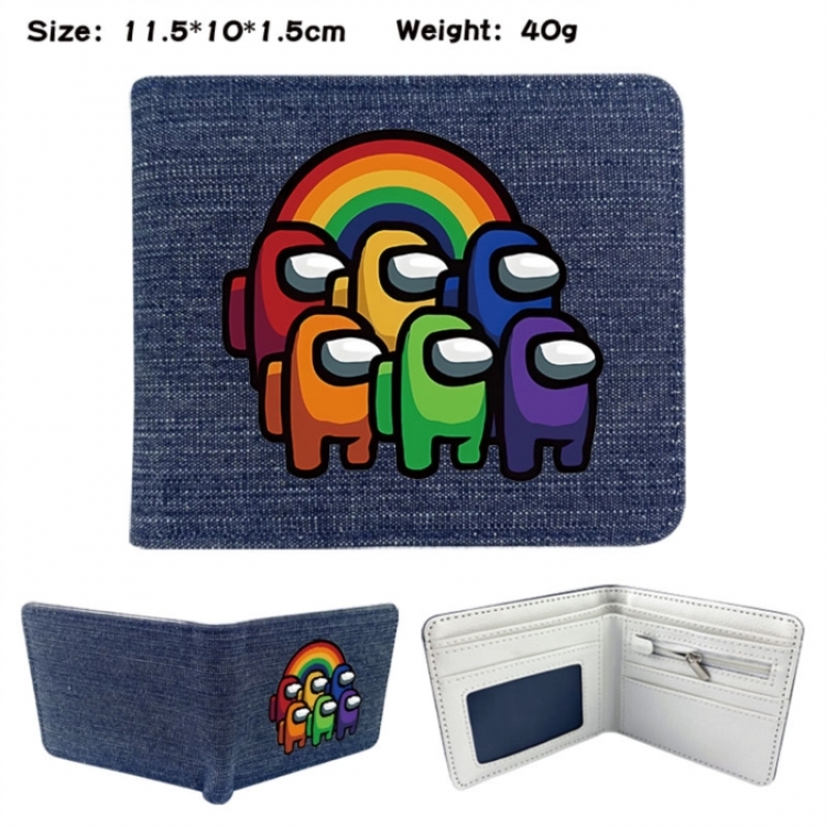 Among-us Anime denim folding full-color wallet 11.5X10X1.5CM 
