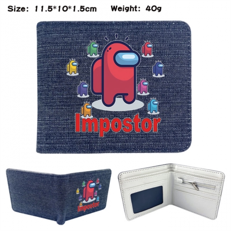 Among-us Anime denim folding full-color wallet 11.5X10X1.5CM 