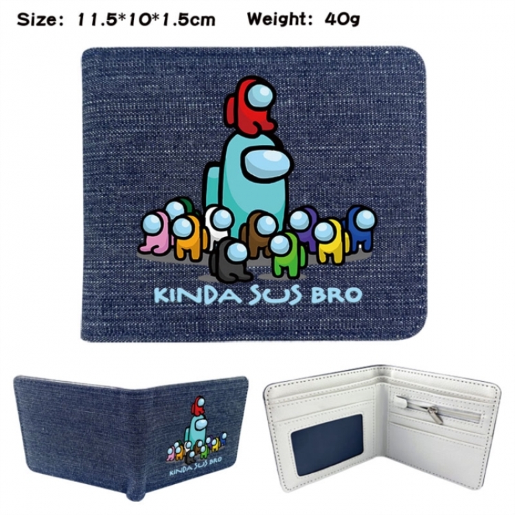 Among-us Anime denim folding full-color wallet 11.5X10X1.5CM 