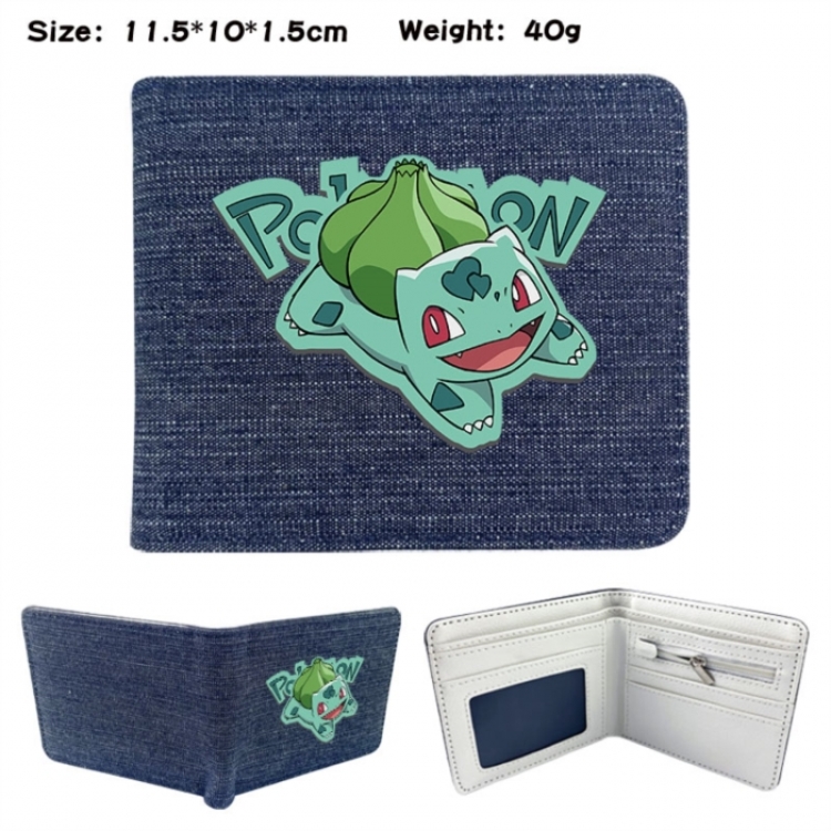 Pokemon Anime denim folding full-color wallet 11.5X10X1.5CM