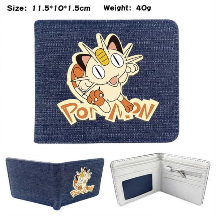 Pokemon Anime denim folding full-color wallet 11.5X10X1.5CM