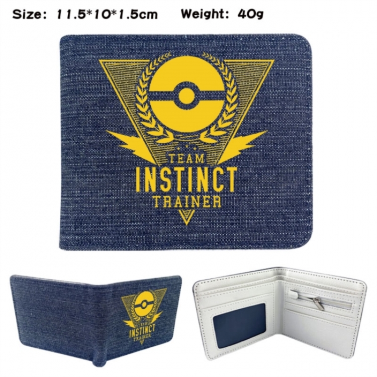 Pokemon Anime denim folding full-color wallet 11.5X10X1.5CM