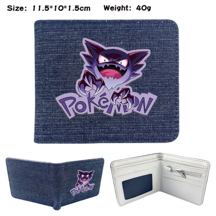 Pokemon Anime denim folding full-color wallet 11.5X10X1.5CM